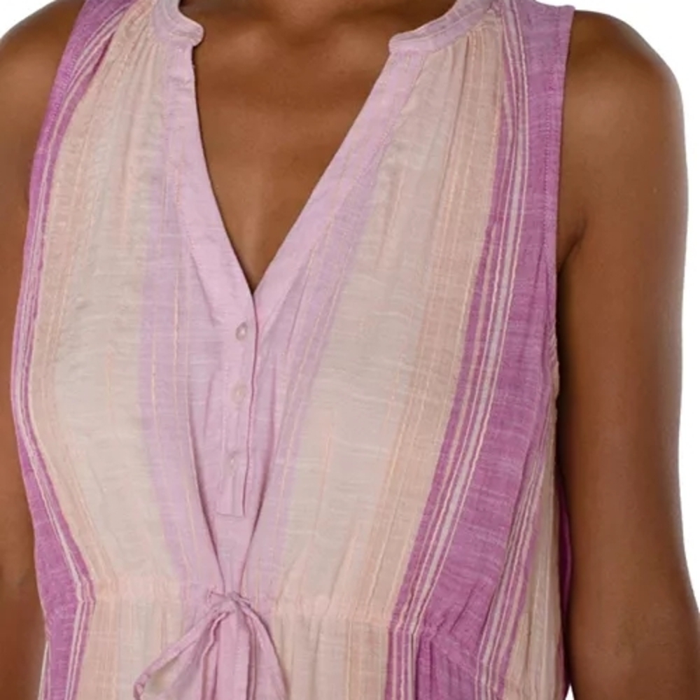 Liverpool Los Angeles Lavender Multi Stripe Tiered Maxi Dress Sleeveless Women’s - Picture 3 of 6